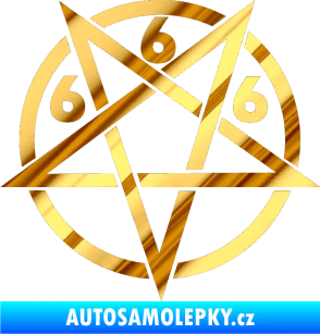 Samolepka Pentagram 666 chrom fólie zlatá zrcadlová