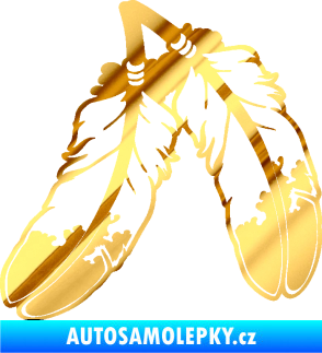 Samolepka Peříčka 003 levá indiánský motiv chrom fólie zlatá zrcadlová