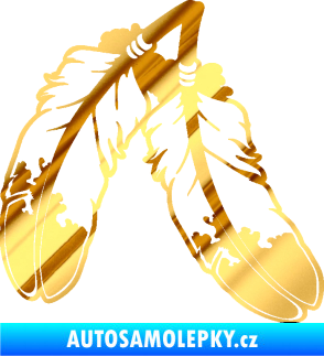 Samolepka Peříčka 003 pravá indiánský motiv chrom fólie zlatá zrcadlová