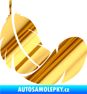 Samolepka Peříčko 008 pravá chrom fólie zlatá zrcadlová