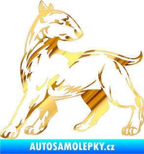 Samolepka Pes 011 levá chrom fólie zlatá zrcadlová