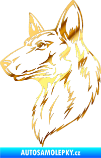 Samolepka Pes 019 levá chrom fólie zlatá zrcadlová