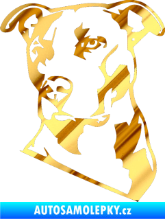 Samolepka Pes 054 levá Pitbull chrom fólie zlatá zrcadlová