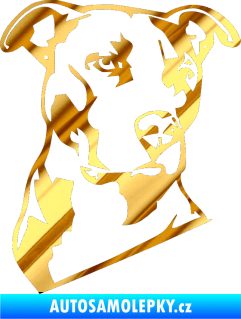 Samolepka Pes 054 pravá Pitbull chrom fólie zlatá zrcadlová