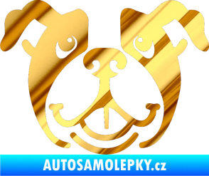 Samolepka Pes 069 Buldoček chrom fólie zlatá zrcadlová