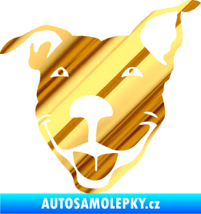 Samolepka Pes 072 levá Pitbull chrom fólie zlatá zrcadlová