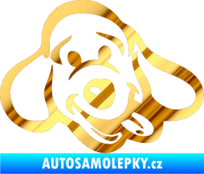 Samolepka Pes 078 pravá chrom fólie zlatá zrcadlová