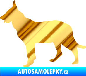 Samolepka Pes 079 levá Německý ovčák chrom fólie zlatá zrcadlová
