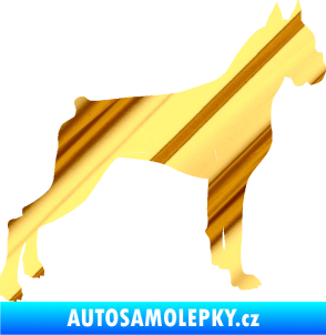 Samolepka Pes 087 pravá Boxer chrom fólie zlatá zrcadlová