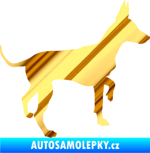 Samolepka Pes 093 pravá Pražský krysařík chrom fólie zlatá zrcadlová