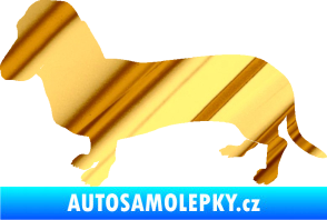 Samolepka Pes 094 levá Baset chrom fólie zlatá zrcadlová