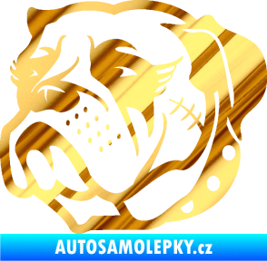 Samolepka Pes 097 levá Buldok chrom fólie zlatá zrcadlová