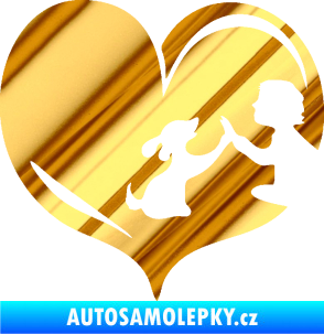 Samolepka Pes 103 pravá dej pac srdce chrom fólie zlatá zrcadlová