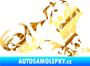 Samolepka Pes 106 pravá Retrívr chrom fólie zlatá zrcadlová