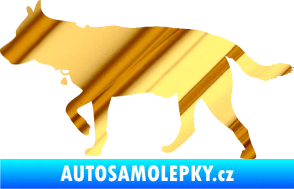 Samolepka Pes 121 levá německý ovčák chrom fólie zlatá zrcadlová