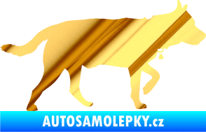 Samolepka Pes 121 pravá německý ovčák chrom fólie zlatá zrcadlová
