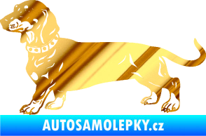 Samolepka Pes 122 levá jezevčík chrom fólie zlatá zrcadlová