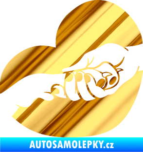 Samolepka Pes 129 levá packa v ruce chrom fólie zlatá zrcadlová