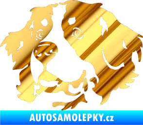 Samolepka Pes 131 levá bernský salašnický pes chrom fólie zlatá zrcadlová