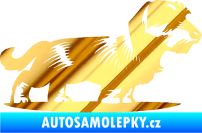 Samolepka Pes 133 pravá drsnosrstý jezevčík chrom fólie zlatá zrcadlová