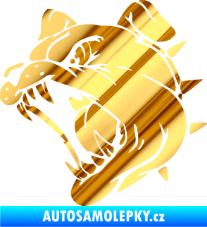 Samolepka Pes 136 levá rozzuřený buldok chrom fólie zlatá zrcadlová