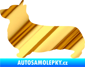 Samolepka Pes 164 levá Welsh Corgi Pembroke chrom fólie zlatá zrcadlová