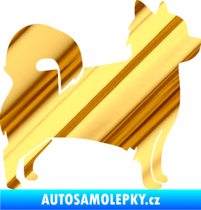 Samolepka Pes 173 pravá čivava chrom fólie zlatá zrcadlová