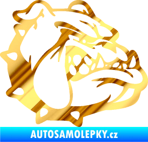 Samolepka Pes 174 pravá rozzuřený buldok chrom fólie zlatá zrcadlová