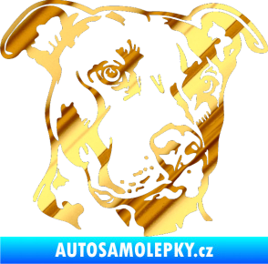 Samolepka Pes 198 pitbull pravá chrom fólie zlatá zrcadlová