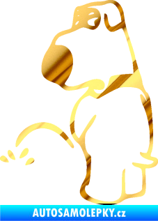 Samolepka Pes čůrá 002 levá chrom fólie zlatá zrcadlová