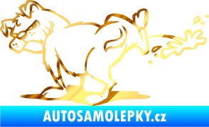 Samolepka Pes čůrá levá chrom fólie zlatá zrcadlová