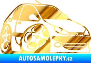 Samolepka Peugeot 206 karikatura pravá chrom fólie zlatá zrcadlová