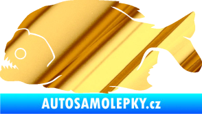 Samolepka Piraňa 001 levá dravá ryba chrom fólie zlatá zrcadlová
