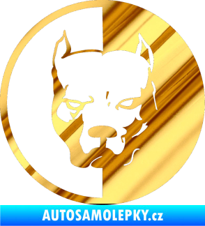 Samolepka Pitbull 001 kruh pravá chrom fólie zlatá zrcadlová