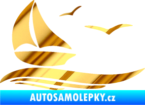 Samolepka Plachetnice 002 levá chrom fólie zlatá zrcadlová