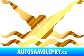 Samolepka Plavání 001  chrom fólie zlatá zrcadlová
