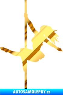 Samolepka Pole dance 001 levá tanec na tyči chrom fólie zlatá zrcadlová