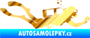 Samolepka Potápěč 011 pravá chrom fólie zlatá zrcadlová