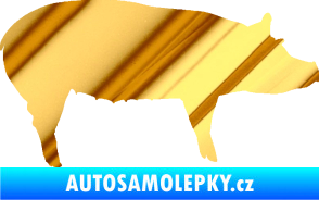 Samolepka Prase 002 pravá chrom fólie zlatá zrcadlová