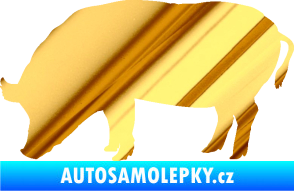 Samolepka Prase 004 levá chrom fólie zlatá zrcadlová