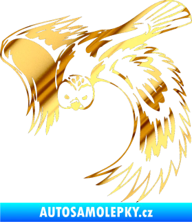 Samolepka Predators 085 levá sova chrom fólie zlatá zrcadlová