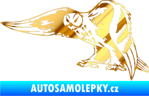 Samolepka Predators 094 levá sova chrom fólie zlatá zrcadlová
