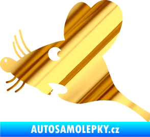 Samolepka Překvapená myš levá chrom fólie zlatá zrcadlová