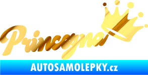 Samolepka Princezna s korunkou 001 nápis chrom fólie zlatá zrcadlová