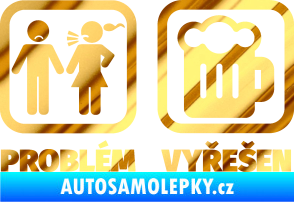 Samolepka Problém? Vyřešen 008 na pivo chrom fólie zlatá zrcadlová