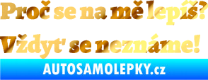Samolepka Proč se na mě lepíš? Vždyť se neznáme! 001 chrom fólie zlatá zrcadlová