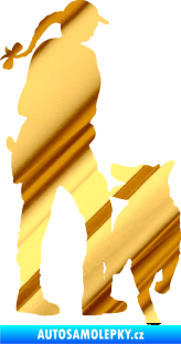 Samolepka Psovod 002 pravá chrom fólie zlatá zrcadlová