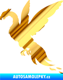 Samolepka Pták Fénix 001 levá chrom fólie zlatá zrcadlová