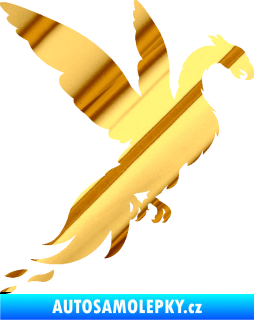 Samolepka Pták Fénix 001 pravá chrom fólie zlatá zrcadlová
