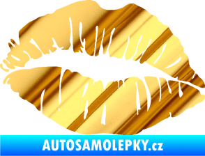 Samolepka Pusa 002 levá otisk rtů chrom fólie zlatá zrcadlová